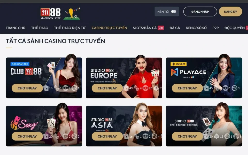 Giới thiệu M88 vơi giao diện trò chơi cá cược